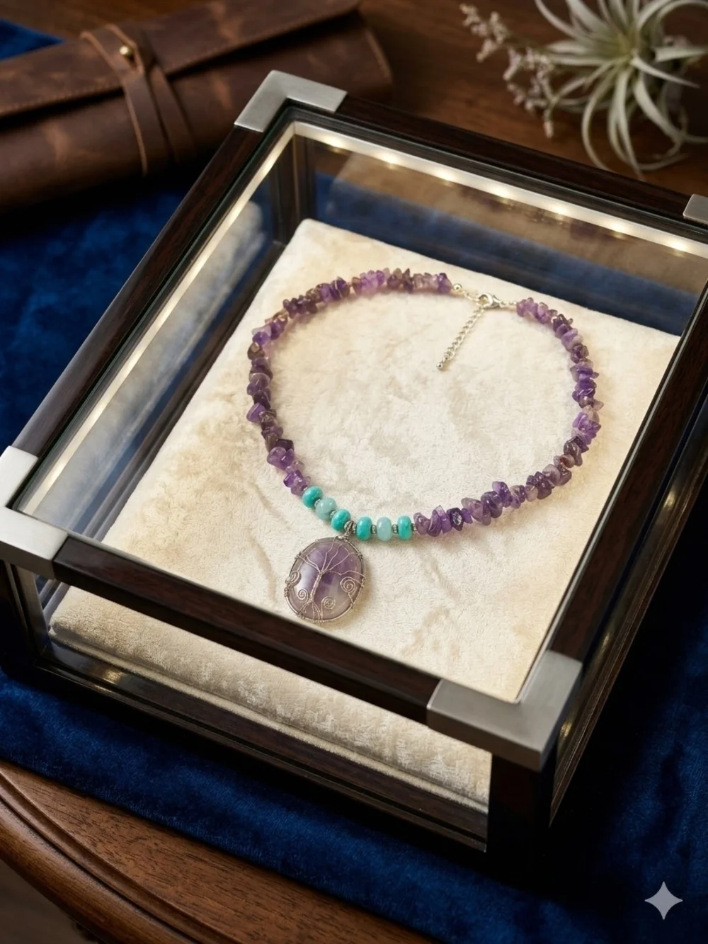 Hand Craft                 Amethyst & Turquoise Pendant Necklace - Women Jewelry